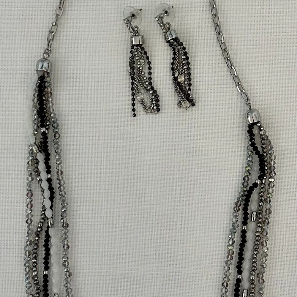 WHBM long multi strand necklace with matching earrings